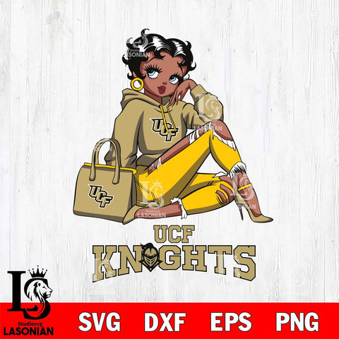 UCF Knights Awesome Black Fan Girl Betty Boop, Svg Eps Dxf Png File, Digital Download