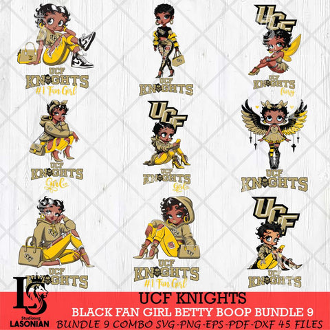 UCF Knights Black Fan Girl Betty Boop Bundle 9, Svg Eps Dxf Png File, Digital Download