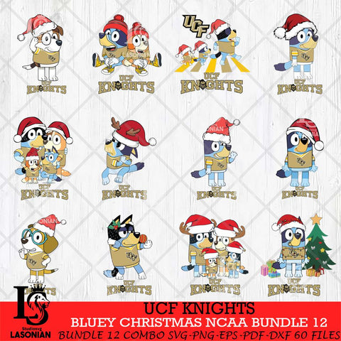 UCF Knights Bluey Christmas NCAA Bundle 12 Cricut File Cut Files , Bluey Cricut , Christmas Svg , Bluey svg , Digital Download, dxf eps png pdf file