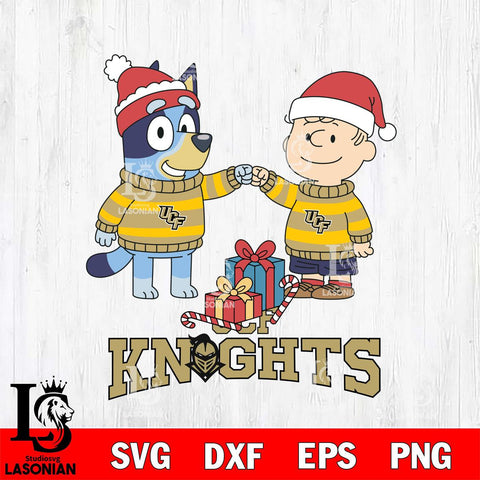 UCF Knights Bluey With Charlie Brown Christmas File Cut, NCAA SVG DXF EPS PNG FILE, Digital Download,Instant Download, Silhouette