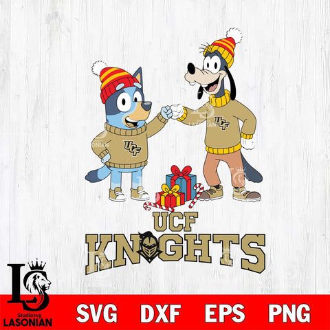 UCF Knights Bluey With Goofy Christmas File Cut, NCAA SVG DXF EPS PNG FILE, Digital Download,Instant Download, Silhouette