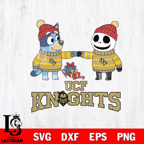 UCF Knights Bluey With Jack Skellington Christmas File Cut, NCAA SVG DXF EPS PNG FILE, Digital Download,Instant Download, Silhouette