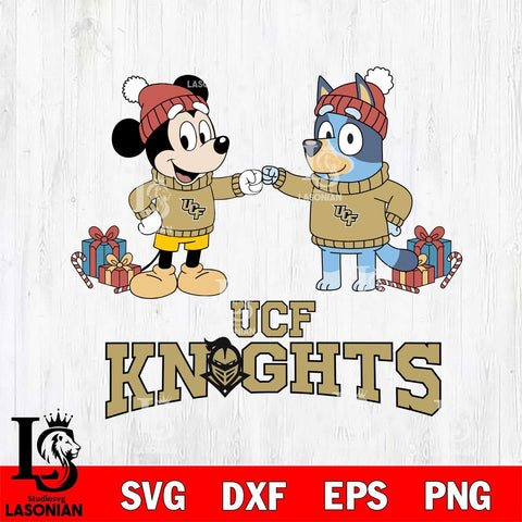 UCF Knights Bluey With Mickey Christmas File Cut, NCAA SVG DXF EPS PNG FILE, Digital Download,Instant Download, Silhouette