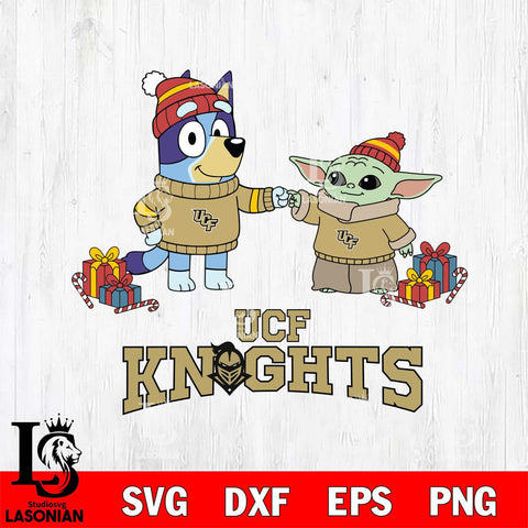 UCF Knights Bluey With Yoda Christmas File Cut, NCAA SVG DXF EPS PNG FILE, Digital Download,Instant Download, Silhouette