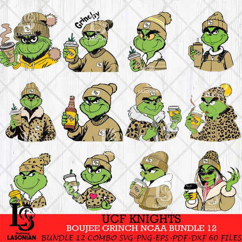 UCF Knights Boujee Grinch NCAA Bundle 12 SVG Eps Dxf Png File, Digital Download, Instant Download
