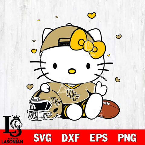 UCF Knights Cute Hello Kitty Football Svg Eps Dxf Png File, NCAA svg, Digital Download, Instant Download