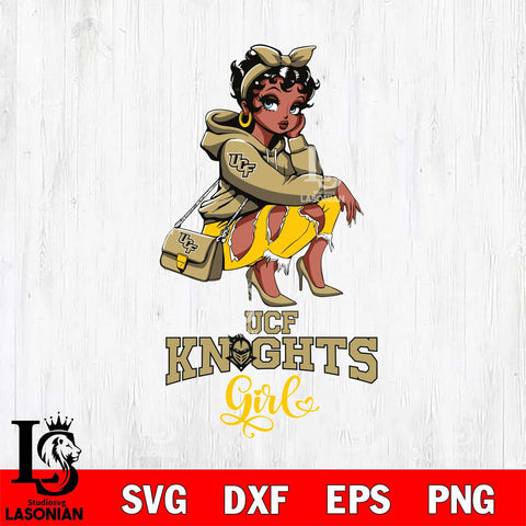 UCF Knights Fashion Black Fan Girl Betty Boop, Svg Eps Dxf Png File, Digital Download