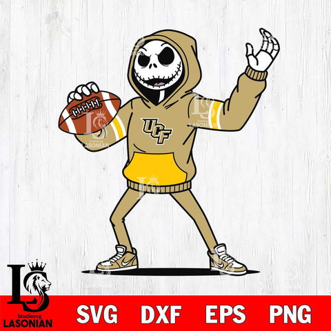 UCF Knights Jack Skellington Football Christmas File Cut, NCAA SVG DXF EPS PNG FILE, Digital Download , Criucut , Silhouette