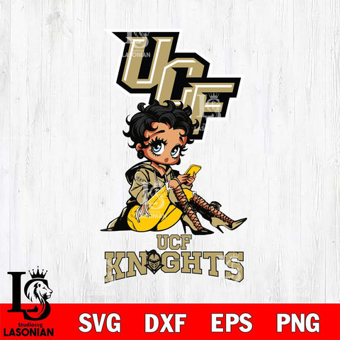 UCF Knights Style Black Fan Girl Betty Boop, Svg Eps Dxf Png File, Digital Download
