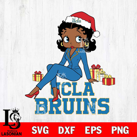 UCLA Bruins Betty Boop Christmas fan File Cut, NCAA SVG DXF EPS PNG PDF File, Digital Download , Criucut , Silhouette