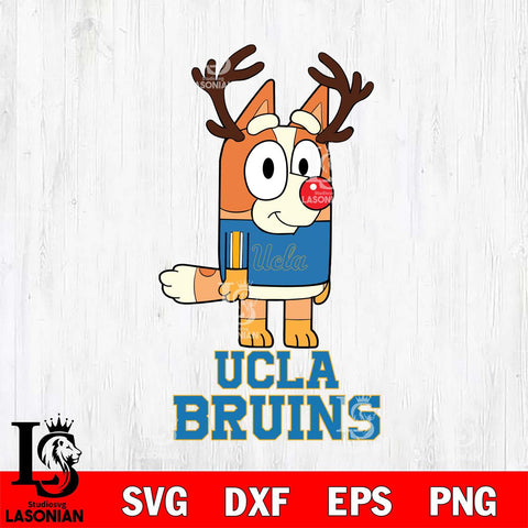 UCLA Bruins Bluey Chilli Christmas Deer Svg Eps Dxf Png File, Digital Download