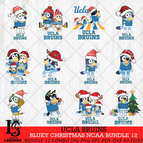 UCLA Bruins Bluey Christmas NCAA Bundle 12 Cricut File Cut Files , Bluey Cricut , Christmas Svg , Bluey svg , Digital Download, dxf eps png pdf file