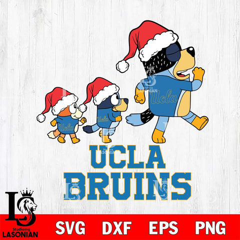 UCLA Bruins Bluey Family Christmas Svg Eps Dxf Png File, Digital Download