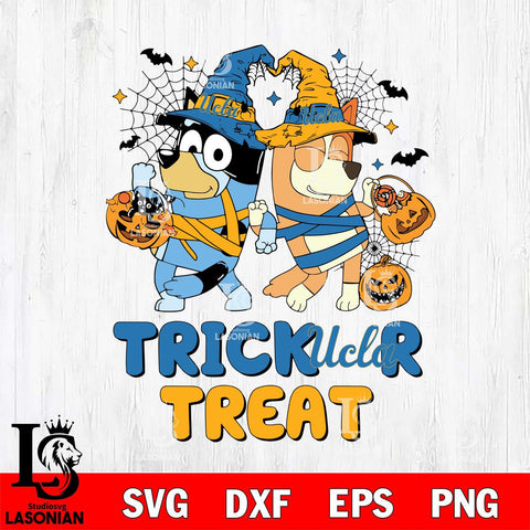 UCLA Bruins Bluey Trick or Treat Halloween 2 Svg Eps Dxf Png File, Digital Download, Instant Download