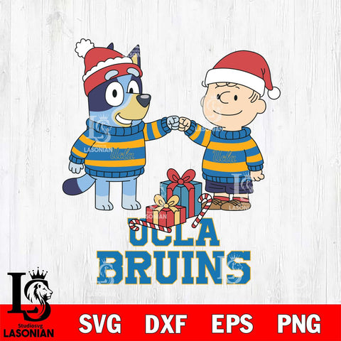 UCLA Bruins Bluey With Charlie Brown Christmas File Cut, NCAA SVG DXF EPS PNG FILE, Digital Download,Instant Download, Silhouette