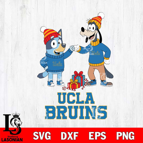 UCLA Bruins Bluey With Goofy Christmas File Cut, NCAA SVG DXF EPS PNG FILE, Digital Download,Instant Download, Silhouette