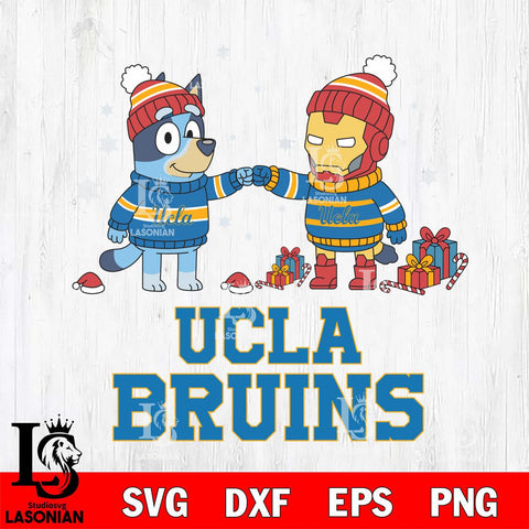 UCLA Bruins Bluey With Iron man Christmas File Cut, NCAA SVG DXF EPS PNG FILE, Digital Download,Instant Download, Silhouette