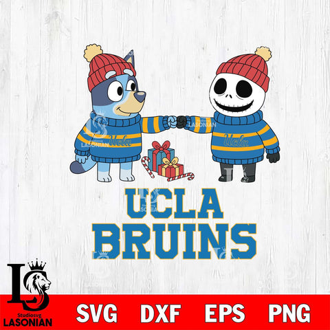 UCLA Bruins Bluey With Jack Skellington Christmas File Cut, NCAA SVG DXF EPS PNG FILE, Digital Download,Instant Download, Silhouette