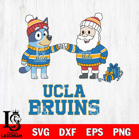 UCLA Bruins Bluey With Satan Christmas File Cut, NCAA SVG DXF EPS PNG FILE, Digital Download,Instant Download, Silhouette