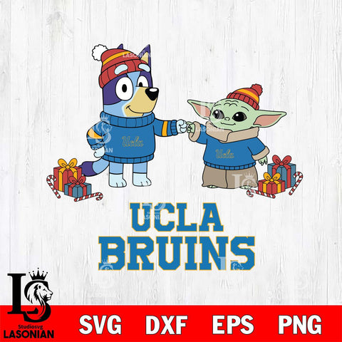UCLA Bruins Bluey With Yoda Christmas File Cut, NCAA SVG DXF EPS PNG FILE, Digital Download,Instant Download, Silhouette