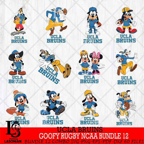 UCLA Bruins Goofy Rugby Disney NCAA Bundle 12 SVG DXF EPS PNG FILE,NCAA bundle svg ,Football Digital Download,Instant Download, Silhouette