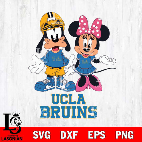 UCLA Bruins Goofy and Minnie mouse Football SVG DXF EPS PNG FILE,NCAA svg ,Football Digital Download,Instant Download, Silhouette