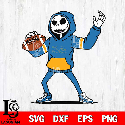 UCLA Bruins Jack Skellington Football Christmas File Cut, NCAA SVG DXF EPS PNG FILE, Digital Download , Criucut , Silhouette