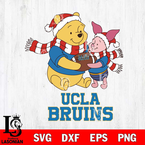 UCLA Bruins Winnie the Pooh & Piglet Football Cricut,Christmas SVG DXF EPS PNG FILE, NCAA Digital Download,Instant Download, Silhouette