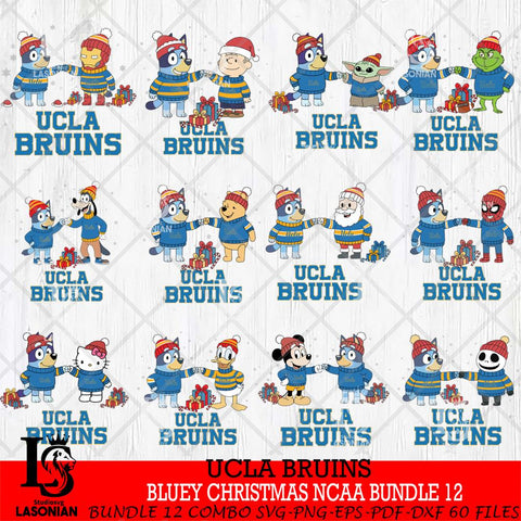 UCLA Bruins  Bluey friends christmas NCAA Bundle File Cut,Bundle NCAA SVG DXF EPS PNG FILE, Digital Download,Instant Download, Silhouette