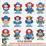 UCLA Bruins  Pennywise Horror NCAA Bundle 12 SVG Svg Eps Dxf Png File, Digital Download