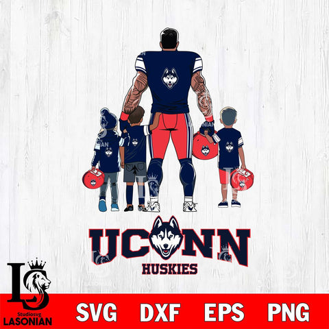 UConn Huskies 4 Father and son Rugby SVG DXF EPS PNG FILE,NCAA SVG, Father day Digital Download,Instant Download, Silhouette
