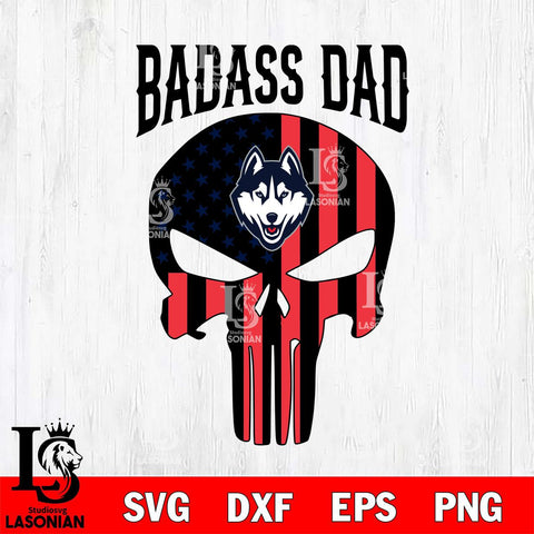 UConn Huskies Badass Dad Svg Eps Dxf Png File, Digital Download, Instant Download
