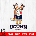 UConn Huskies Bluey Chilli Christmas Deer Svg Eps Dxf Png File, Digital Download