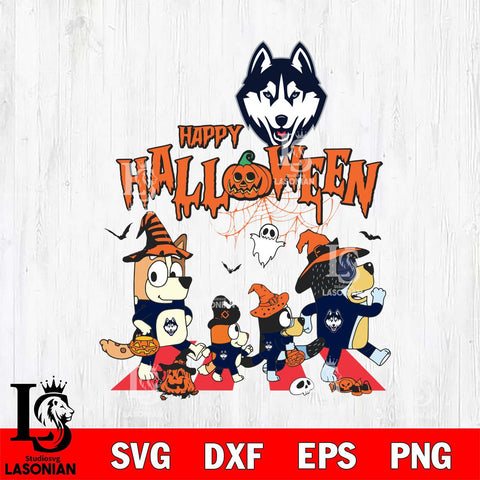 UConn Huskies Bluey Halloween Family Svg Eps Dxf Png File, Digital Download, Instant Download