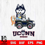 UConn Huskies Bluey friends car Svg Eps Dxf Png File, NCAA svg, Digital Download, Instant Download