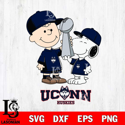 UConn Huskies Charlie Brown and Snoopy Champions Svg Eps Dxf Png File, NCAA svg , Digital Download , Instant Download, Cricut File