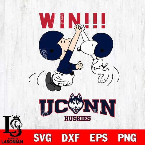 UConn Huskies Charlie Brown and Snoopy Win Svg Eps Dxf Png File, NCAA svg , Digital Download , Instant Download, Cricut File