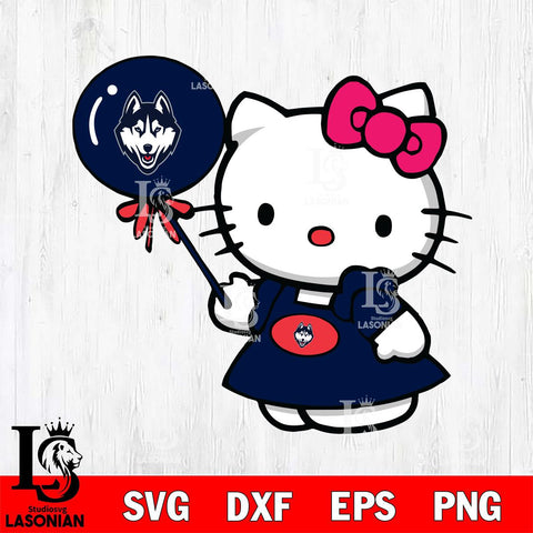 UConn Huskies Cute Hello Kitty 2 Svg Eps Dxf Png File, Digital Download, Instant Download