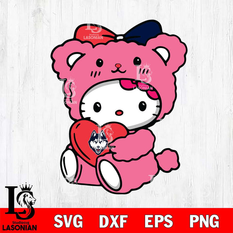 UConn Huskies Cute Hello Kitty 3 Svg Eps Dxf Png File, Digital Download, Instant Download