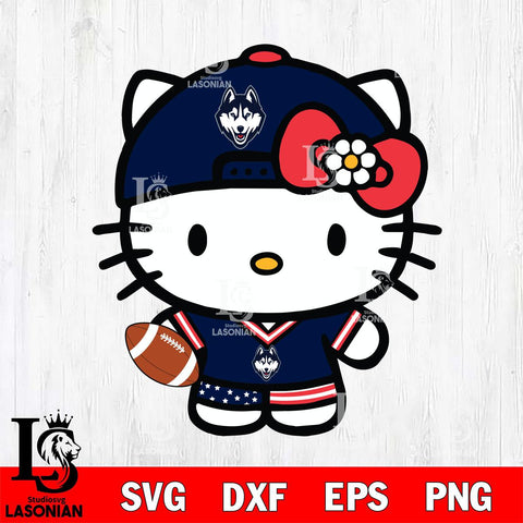 UConn Huskies Cute Hello Kitty Football 10 Svg Eps Dxf Png File, NCAA svg, Digital Download, Instant Download