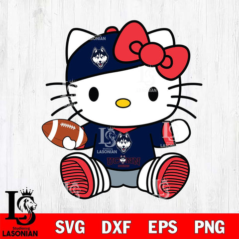 UConn Huskies Cute Hello Kitty Football 11 Svg Eps Dxf Png File, NCAA svg, Digital Download, Instant Download