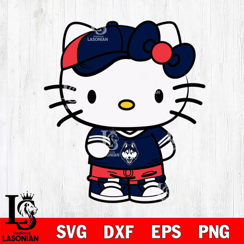 UConn Huskies Cute Hello Kitty Football 2 Svg Eps Dxf Png File, NCAA svg, Digital Download, Instant Download