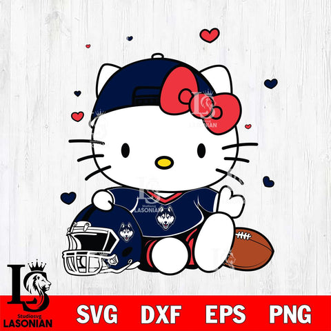 UConn Huskies Cute Hello Kitty Football Svg Eps Dxf Png File, NCAA svg, Digital Download, Instant Download