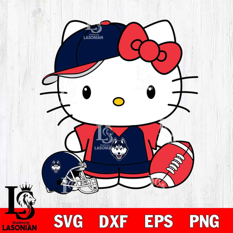 UConn Huskies Cute Hello Kitty Football 4 Svg Eps Dxf Png File, NCAA svg, Digital Download, Instant Download