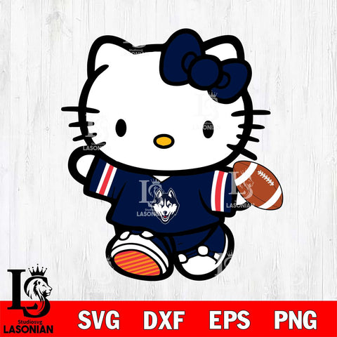 UConn Huskies Cute Hello Kitty Football 7 Svg Eps Dxf Png File, NCAA svg, Digital Download, Instant Download