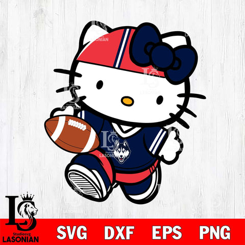 UConn Huskies Cute Hello Kitty Football 9 Svg Eps Dxf Png File, NCAA svg, Digital Download, Instant Download