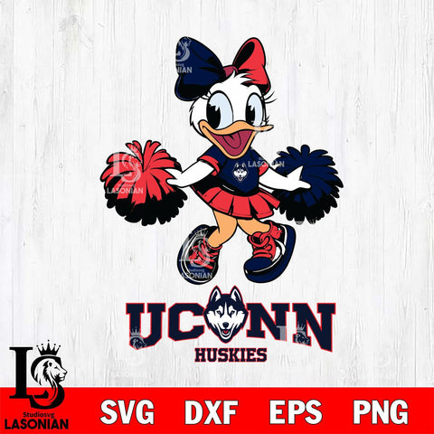 UConn Huskies Daisy Duck Cheerleader Disney, Svg Eps Dxf Png File, Digital Download