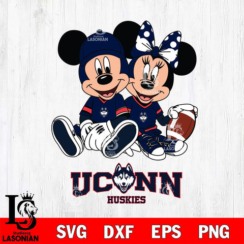 UConn Huskies Disney Mickey And Minnie Football Svg Eps Dxf Png File, NCAA svg , Digital Download , Instant Download, Cricut File