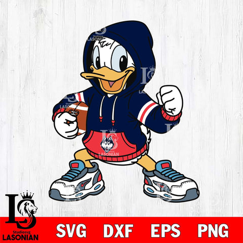 UConn Huskies Donald Duck Disney Christmas File Cut, NCAA SVG DXF EPS PNG FILE, Digital Download , Criucut , Silhouette