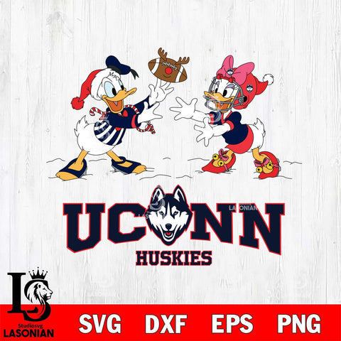 UConn Huskies Donald Duck & Daisy Duck Football Cricut,Christmas SVG DXF EPS PNG FILE, NCAA Digital Download,Instant Download, Silhouette